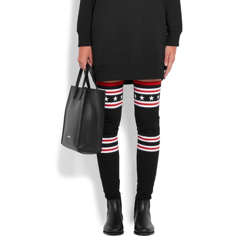 Givenchy Storm Over-the-Knee Sock Boots EU 38 Black Logo Knit Rubber Sole